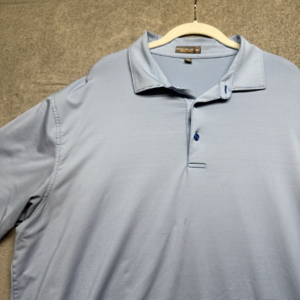 Peter‎ Millar Summer Comfort Polo Shirt XXL Blue Stripe Crown Performance Golf
